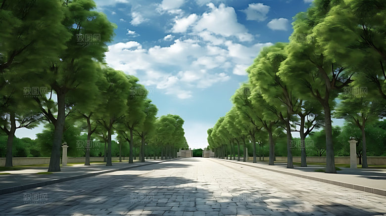 林荫大道风光公园道路摄影图