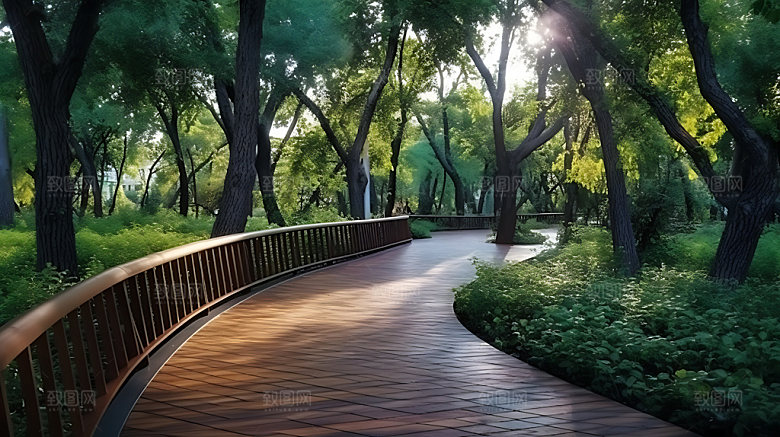 林荫大道公园道路景区摄影图