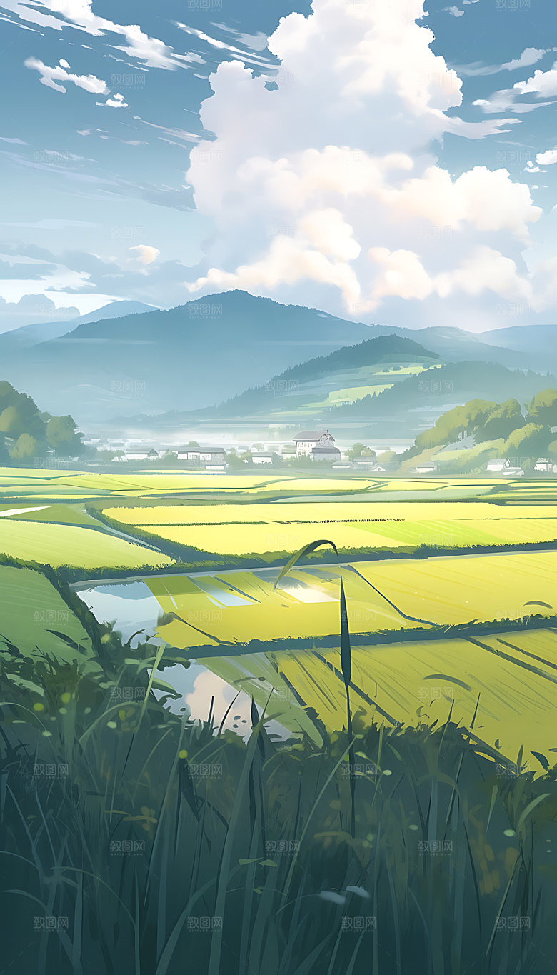 清明下雨手绘插画