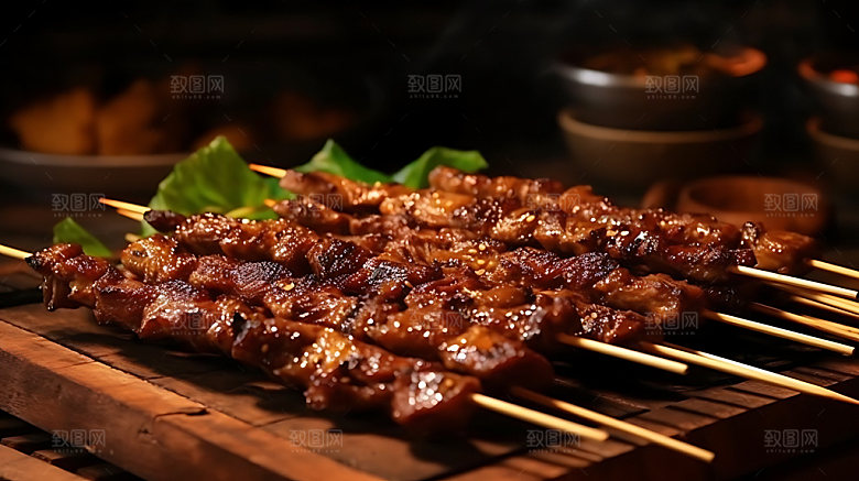 淄博烧烤夏日美食摄影图