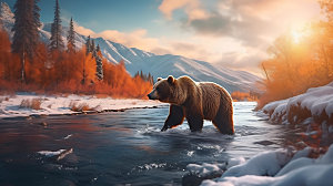棕熊野生动物高清摄影图