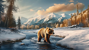 棕熊高清野生动物摄影图