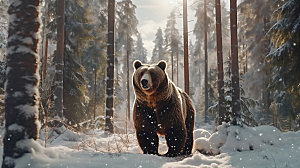 棕熊自然特写摄影图