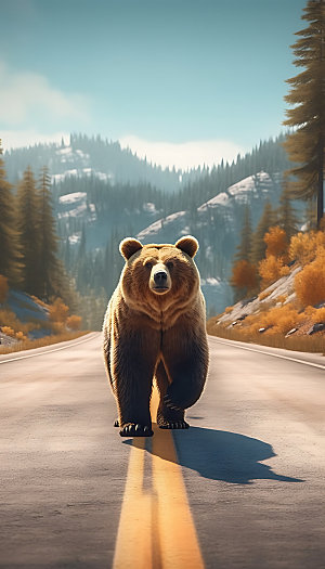 棕熊特写野生动物摄影图