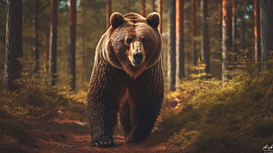 棕熊自然特写摄影图
