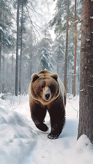 棕熊特写哺乳动物摄影图