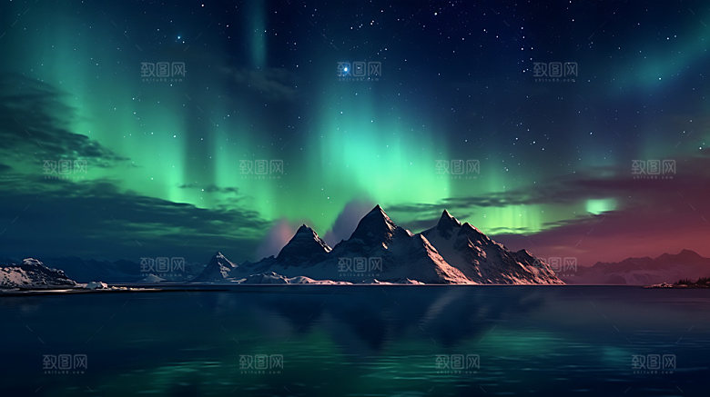 极光星空夜景摄影图