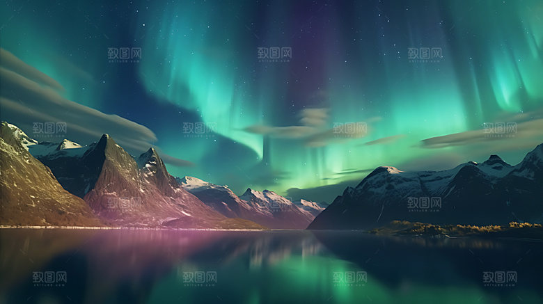 极光炫彩星空摄影图