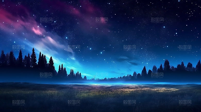 极光星空风光摄影图