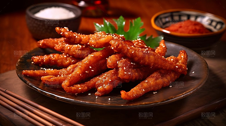 烤鸡爪夏季烧烤摄影图