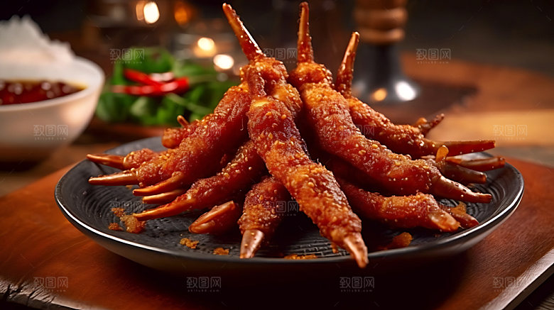 烤鸡爪夏日热辣摄影图