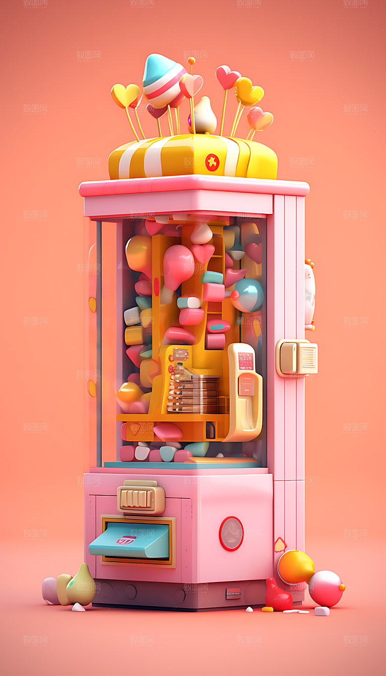 盲盒扭蛋机童趣产品创意模型