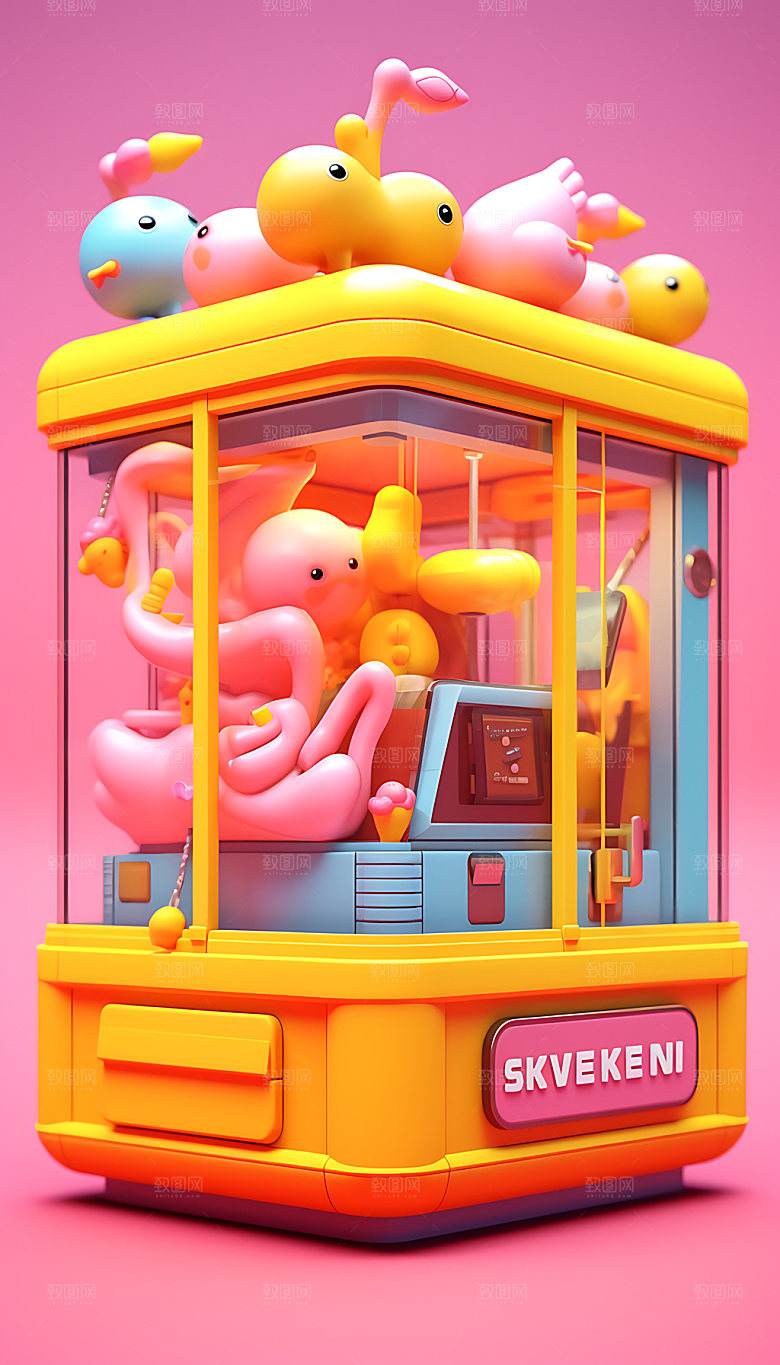 盲盒扭蛋机立体产品创意模型
