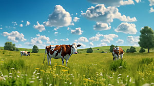 奶牛自然天然牧场摄影图