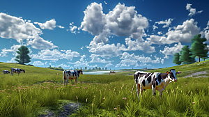 奶牛天然牧场自然摄影图
