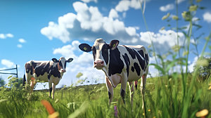 奶牛自然放牧摄影图