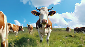 奶牛天然牧场农场摄影图