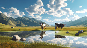 奶牛特写天然牧场摄影图