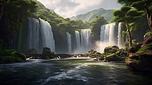 瀑布壮观自然摄影图