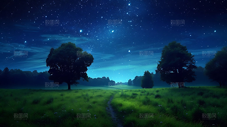 星空夜景风光摄影图