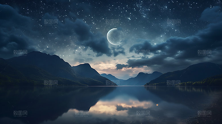 星空唯美夜景摄影图