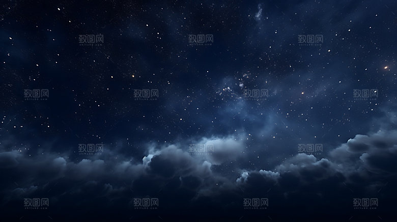 星空夜景静谧摄影图