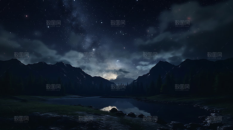星空夜景夜空摄影图