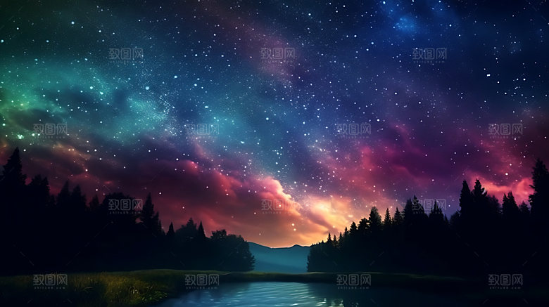 星空云层静谧摄影图