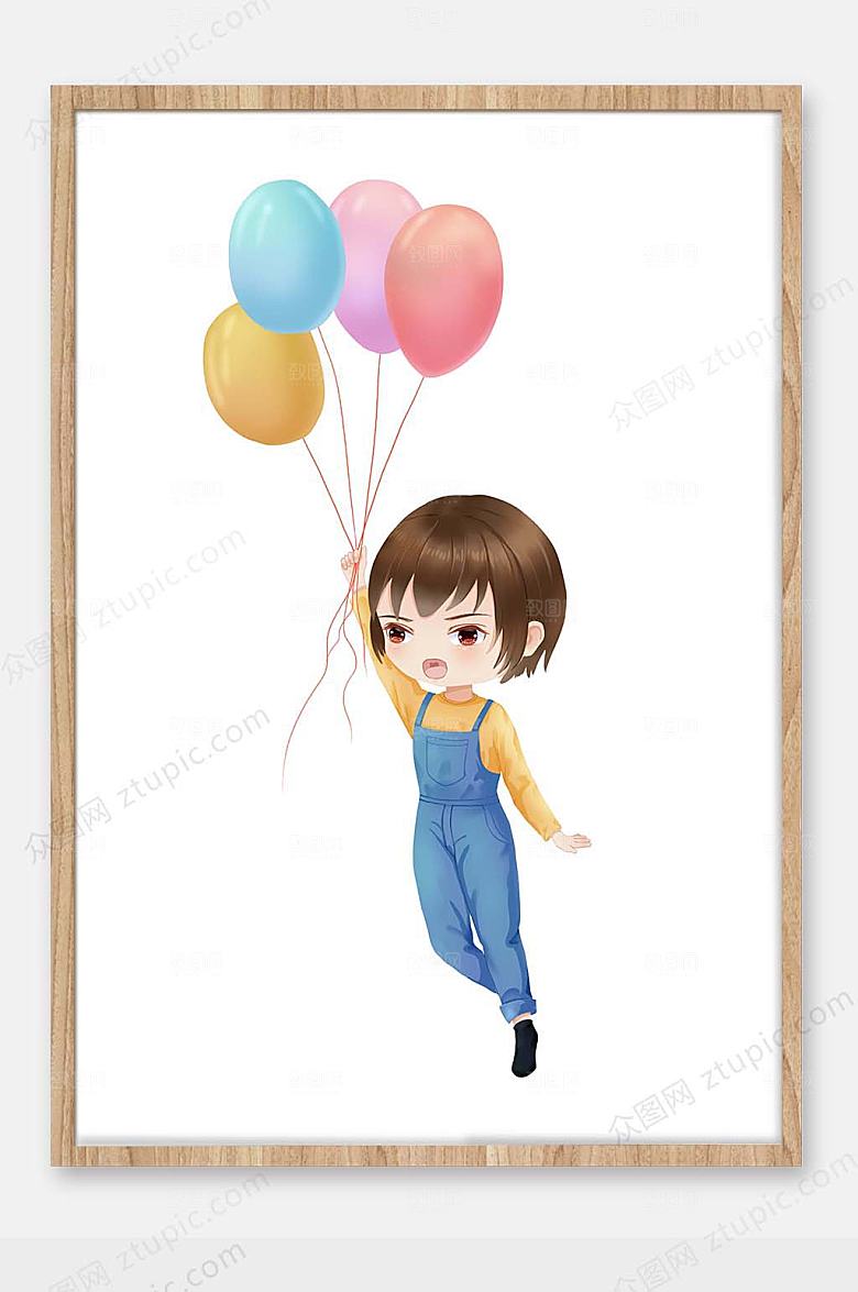 手绘儿童节人物插画海报