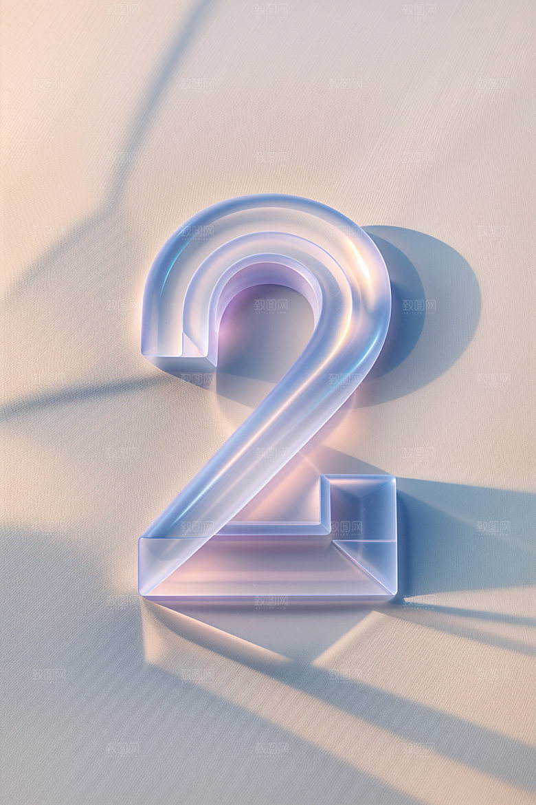 透明数字23D质感艺术字