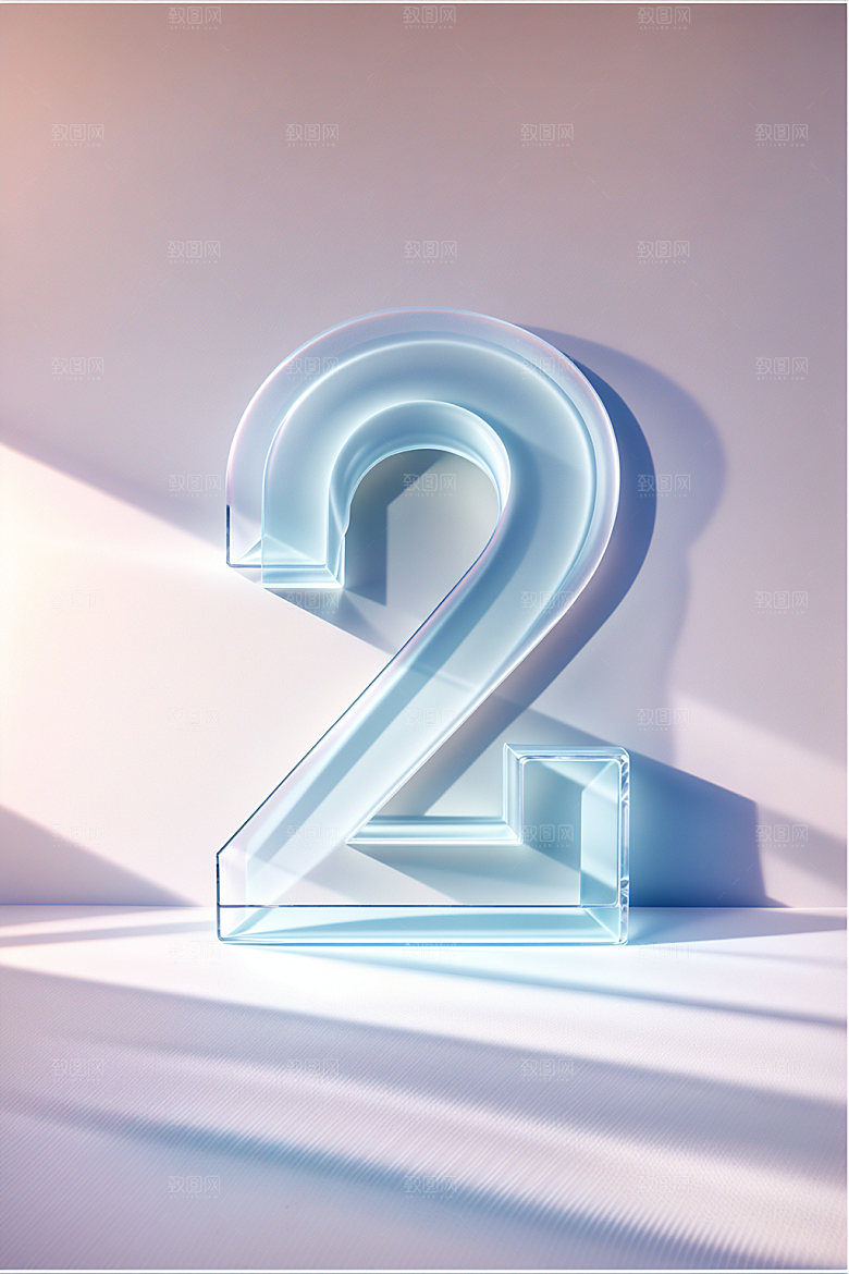 透明数字2时尚通透艺术字