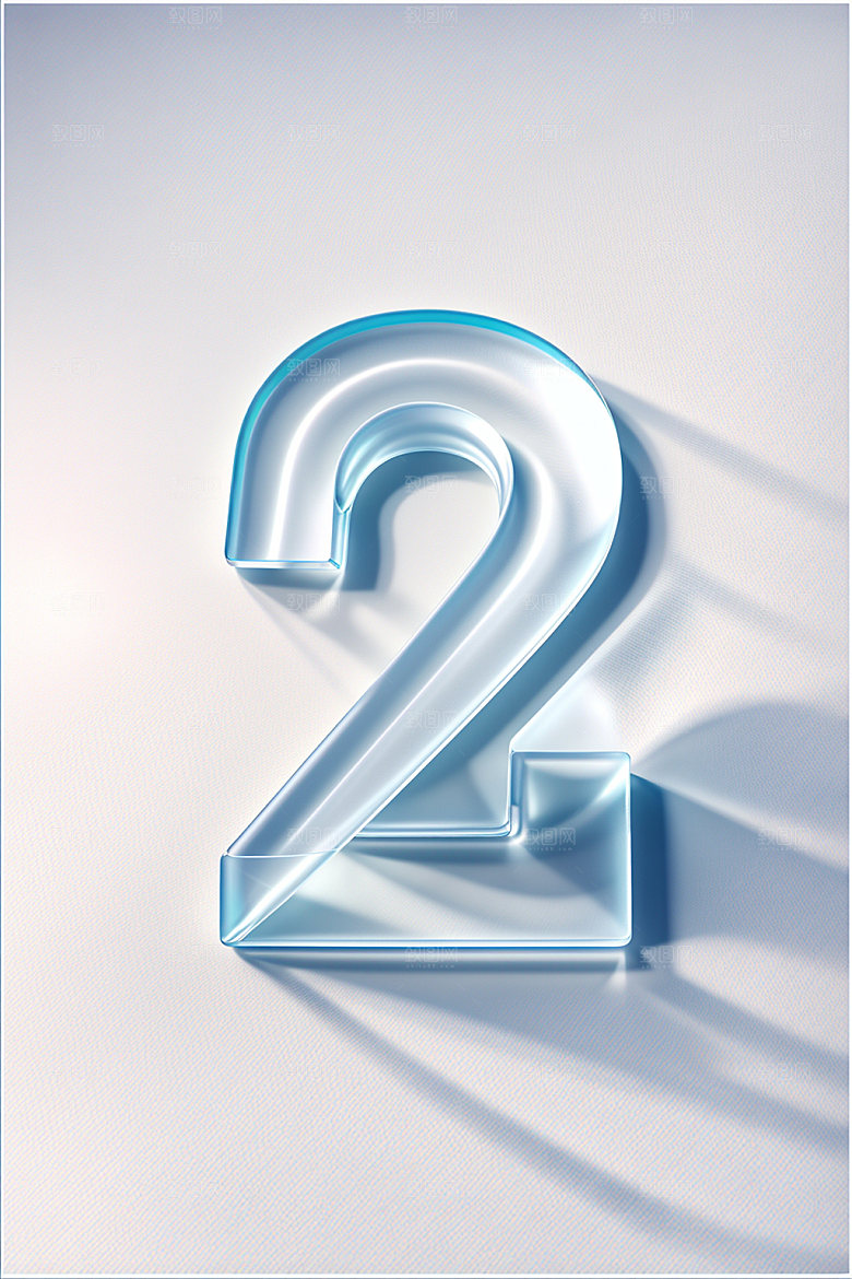 透明数字2质感3D艺术字
