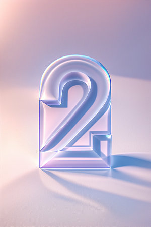 透明数字2立体3D艺术字