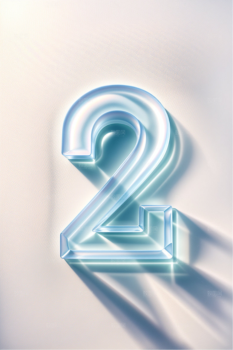 透明数字2时尚立体艺术字