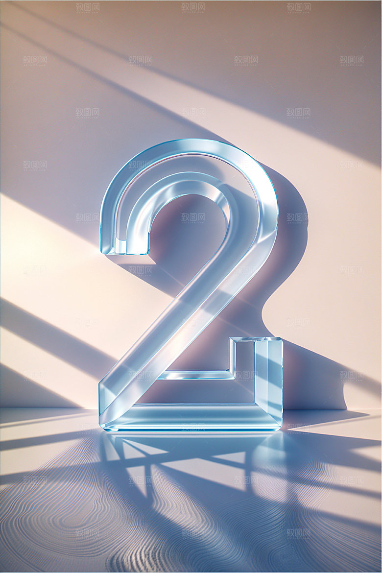 透明数字2科技3D艺术字
