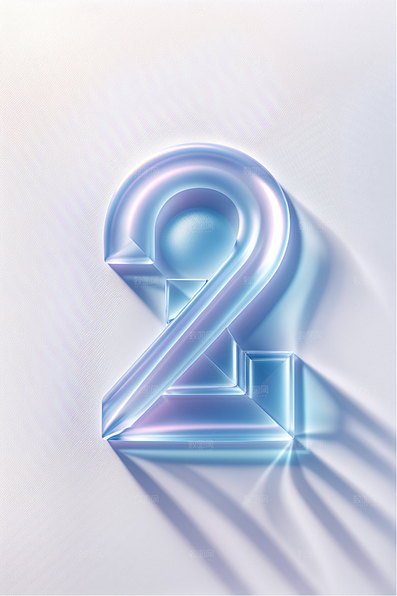 透明数字2磨砂玻璃艺术字