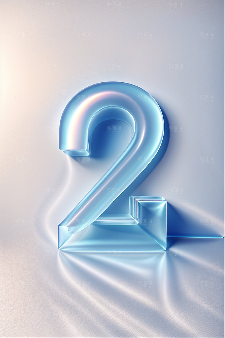 透明数字2时尚质感艺术字
