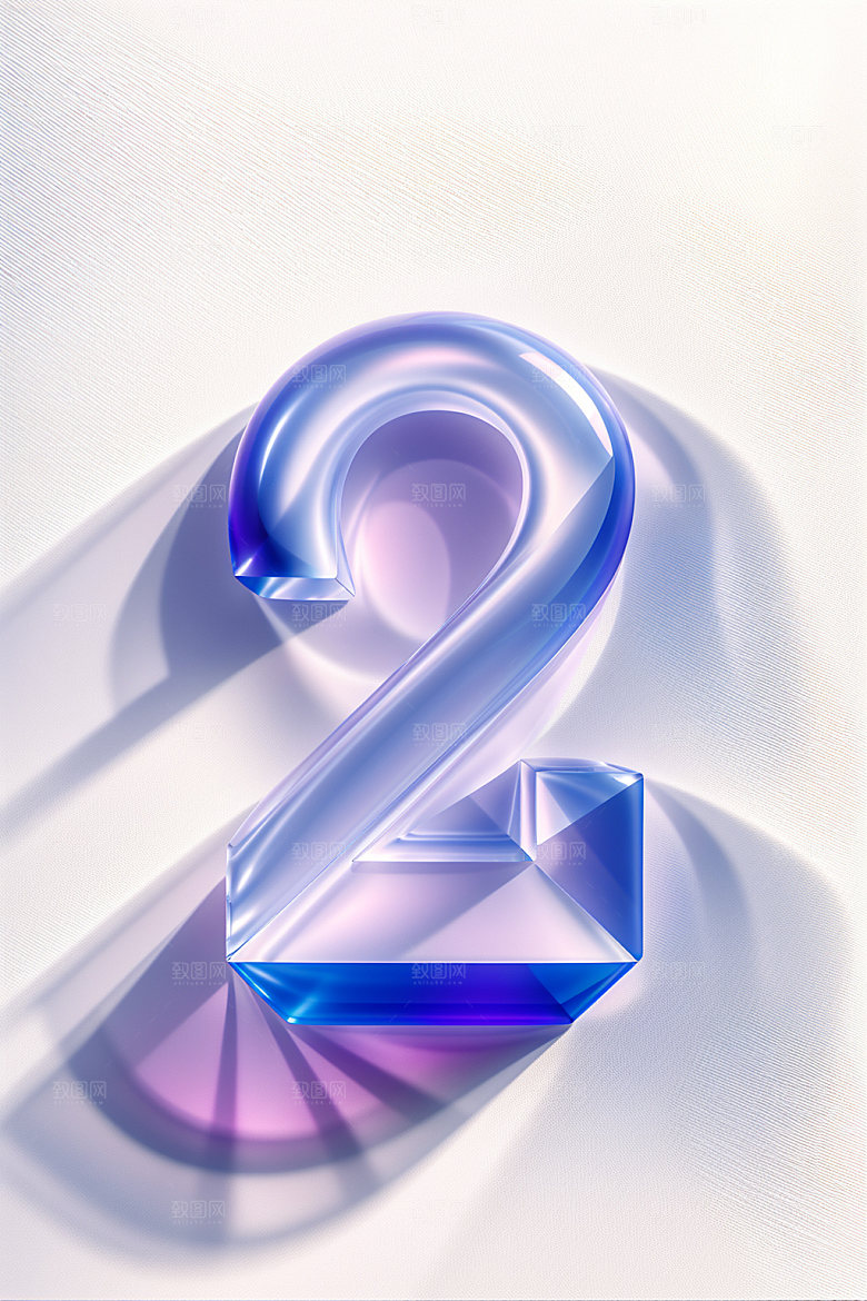 透明数字2时尚玻璃艺术字