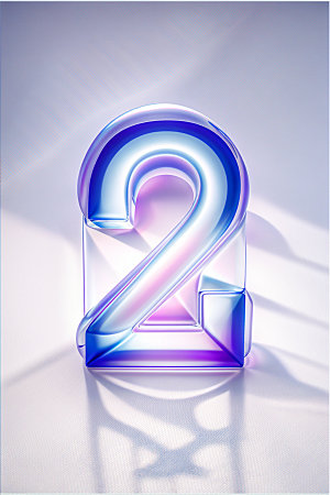 透明数字2立体玻璃艺术字