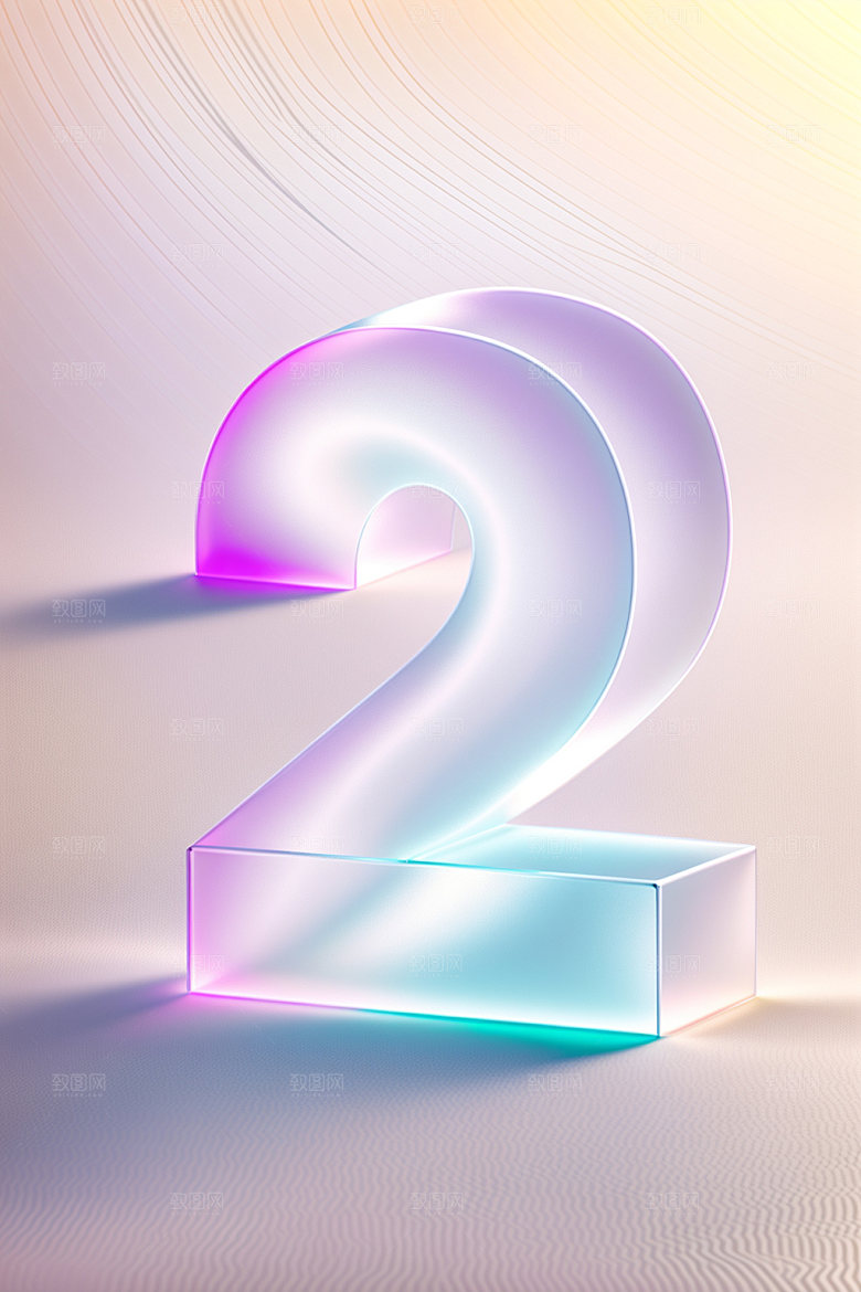 透明数字23D立体艺术字