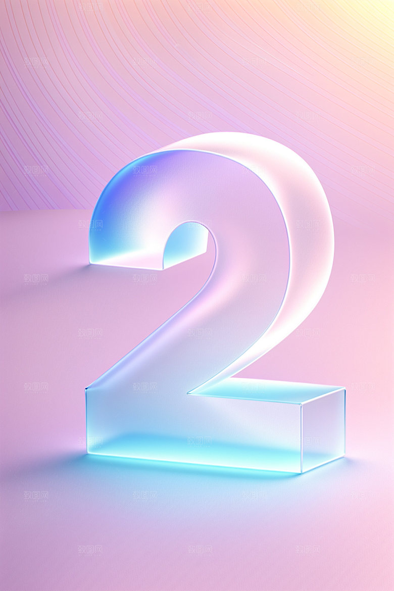 透明数字2玻璃立体艺术字