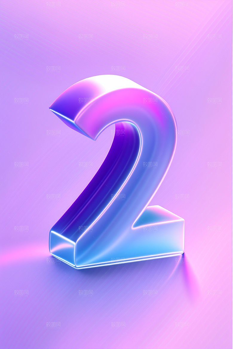 玻璃数字23D立体元素
