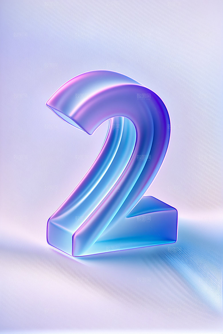 玻璃数字2光泽质感元素