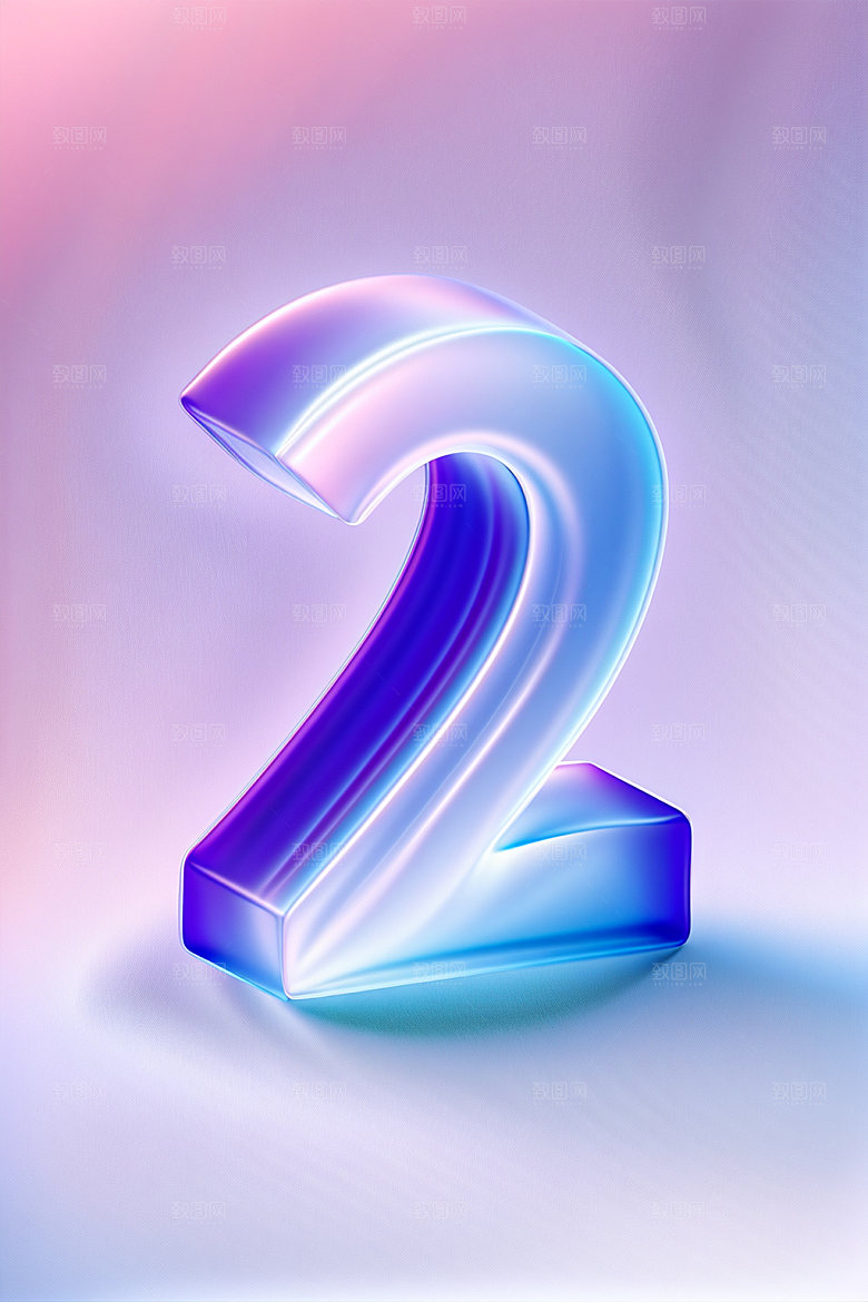 玻璃数字23D立体元素