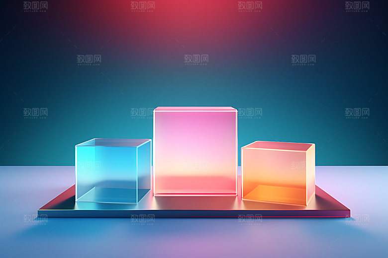 3D玻璃几何立体效果图