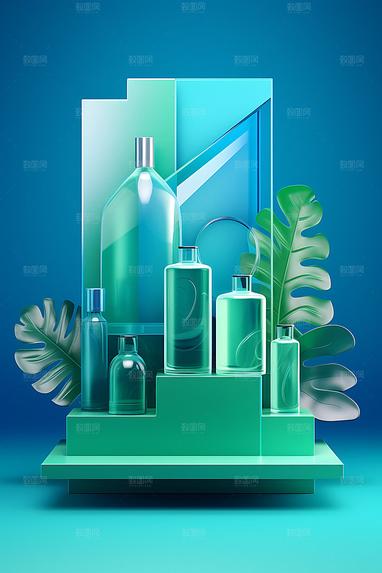 3D玻璃展柜彩色效果图