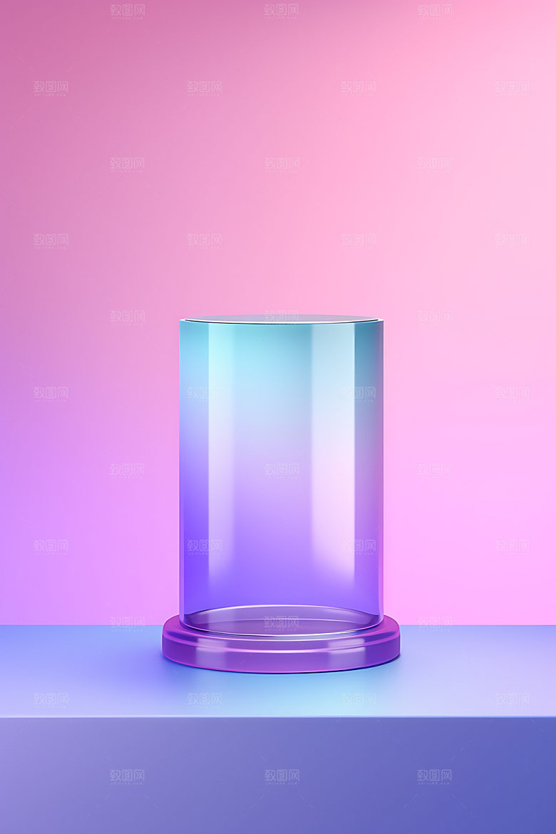 3D玻璃彩色质感效果图
