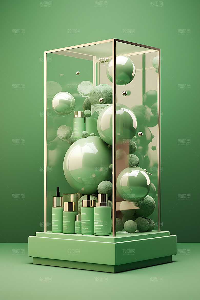3D玻璃立体电商效果图