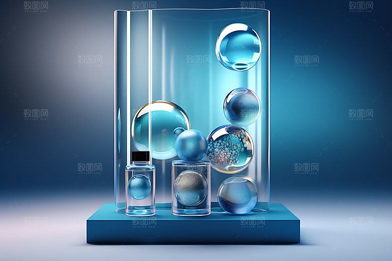 3D玻璃立体几何效果图