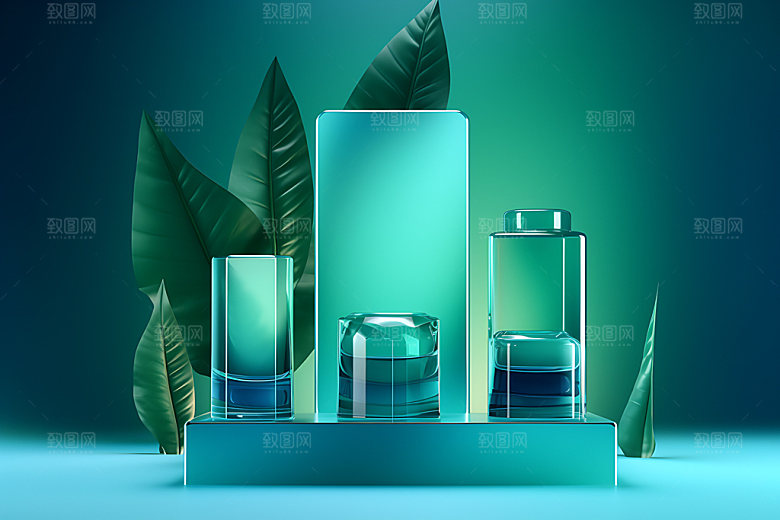 3D玻璃彩色几何效果图